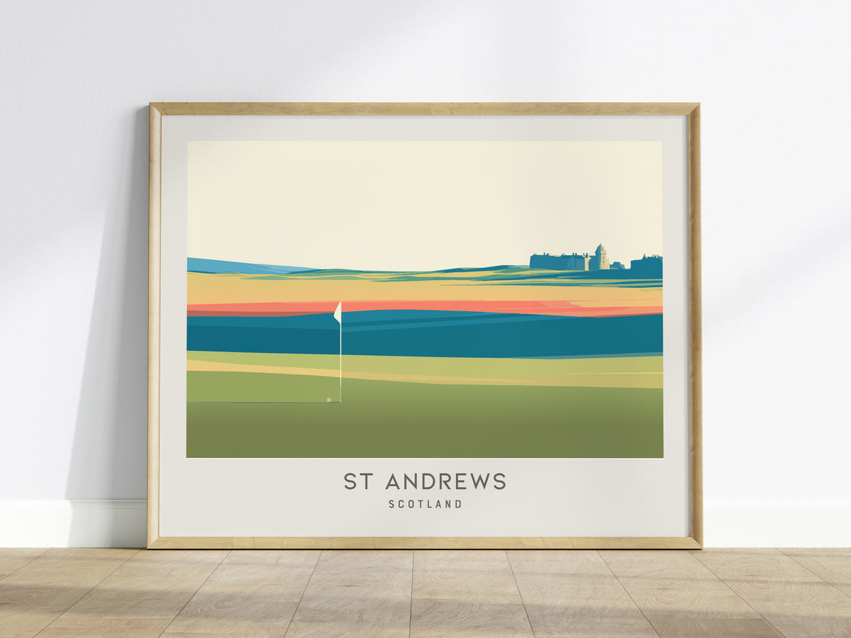 St Andrews Landscape Matte Border Poster | Scotland Golf Wall Art Framed or Unframed — framed wall art