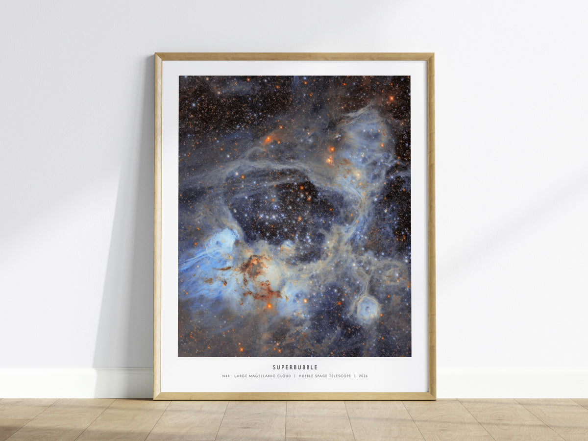 Superbubble Poster | N44 · Large Magellanic Cloud | NASA N44 Large Magellanic Cloud Astronomy Print — framed wall art