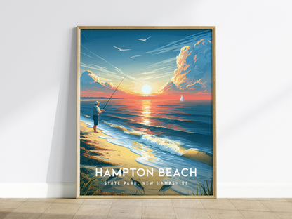 Hampton Beach, New Hampshire Poster | State Park, New Hampshire | State Park Destination Print Wall Art — framed wall art