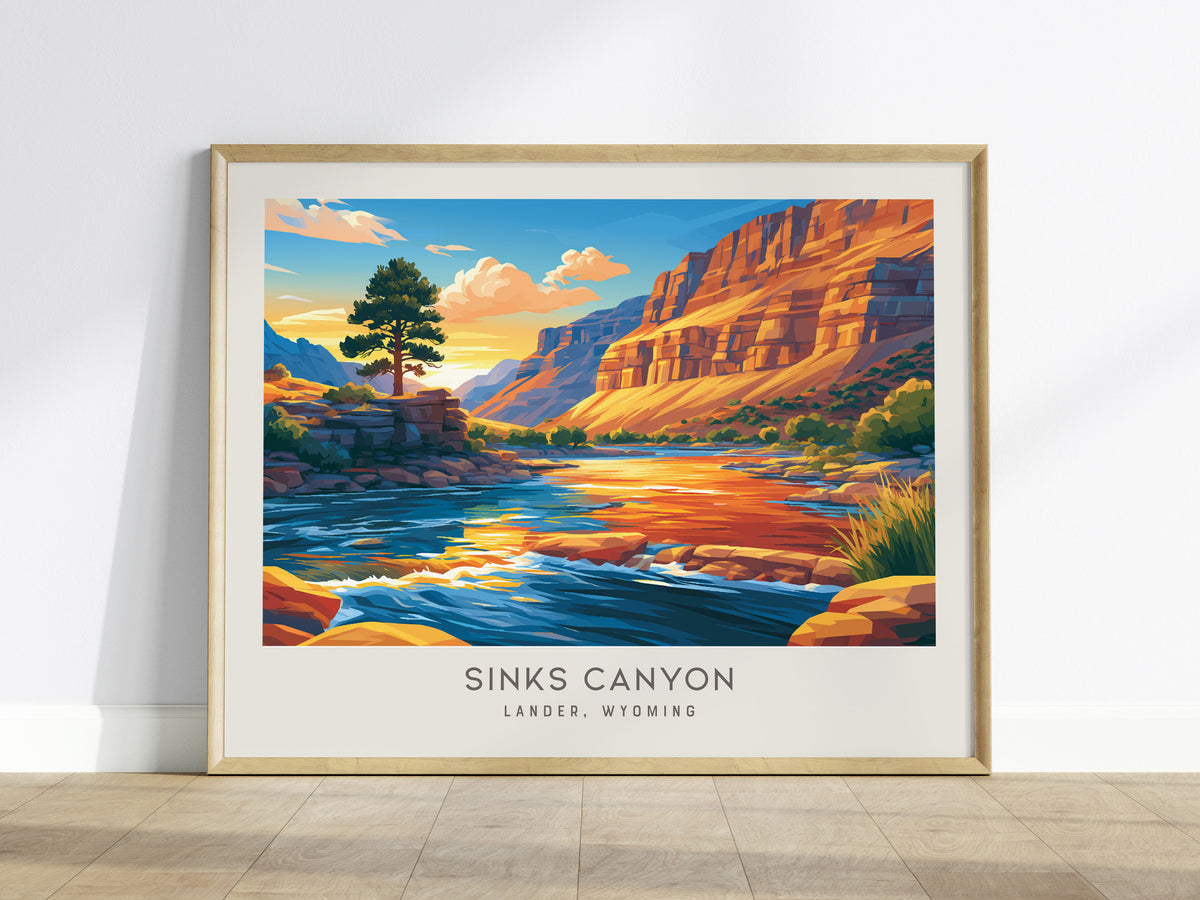 Sinks Canyon Landscape Matte Border Poster | Lander, Wyoming Framed or Unframed Destination Print — framed wall art