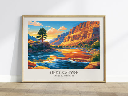 Sinks Canyon Landscape Matte Border Poster | Lander, Wyoming Framed or Unframed Destination Print — framed wall art