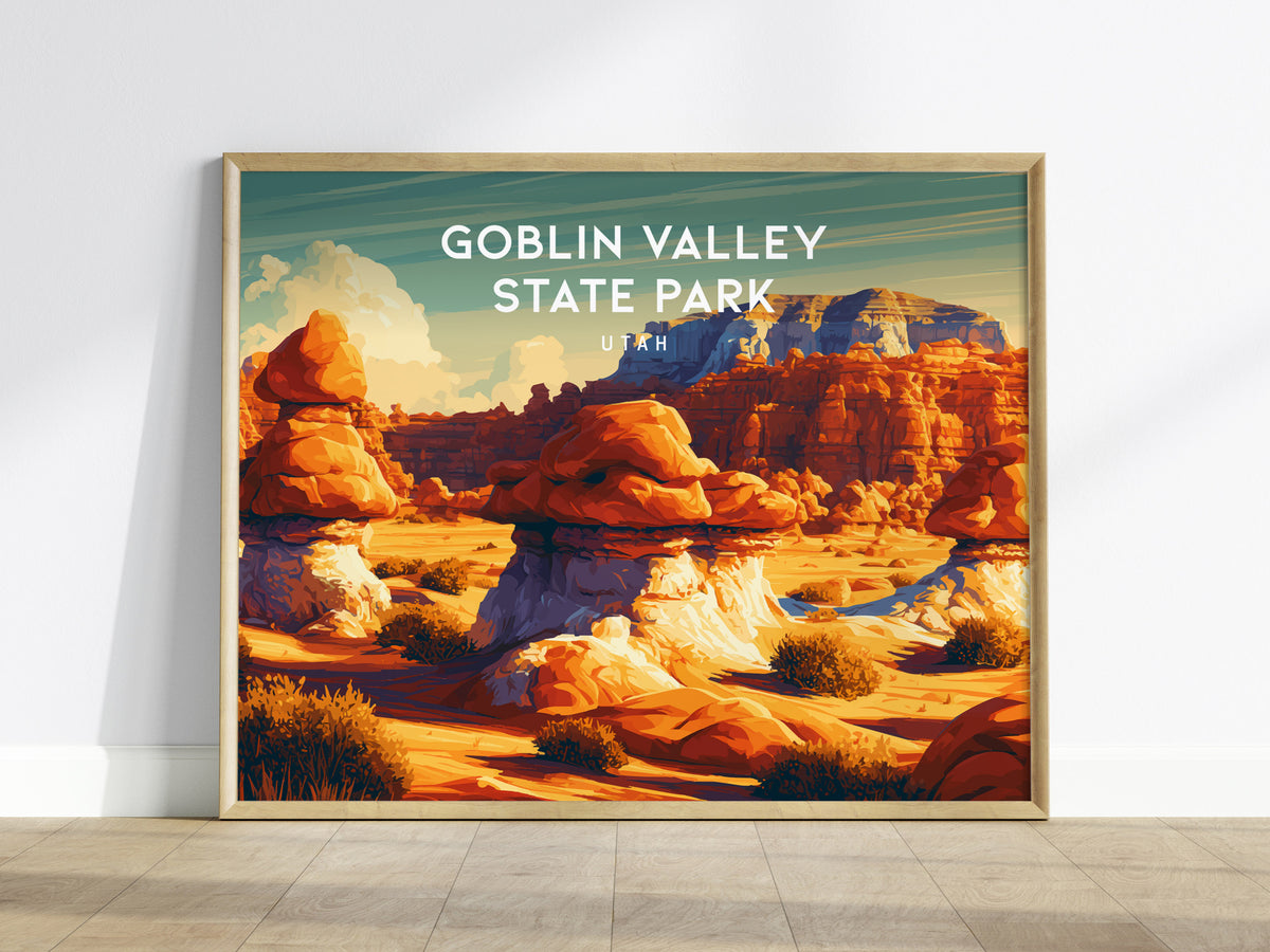 Goblin Valley State Park, Utah Landscape Poster | Vacation Wall Art — framed wall art