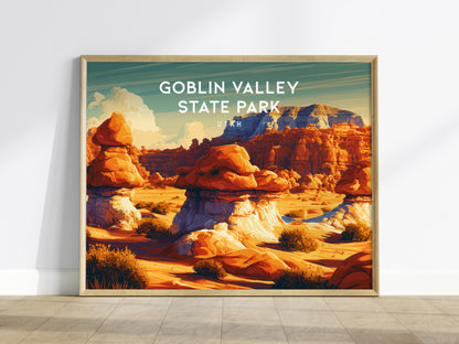 Goblin Valley State Park, Utah Landscape Poster | Vacation Wall Art — framed wall art