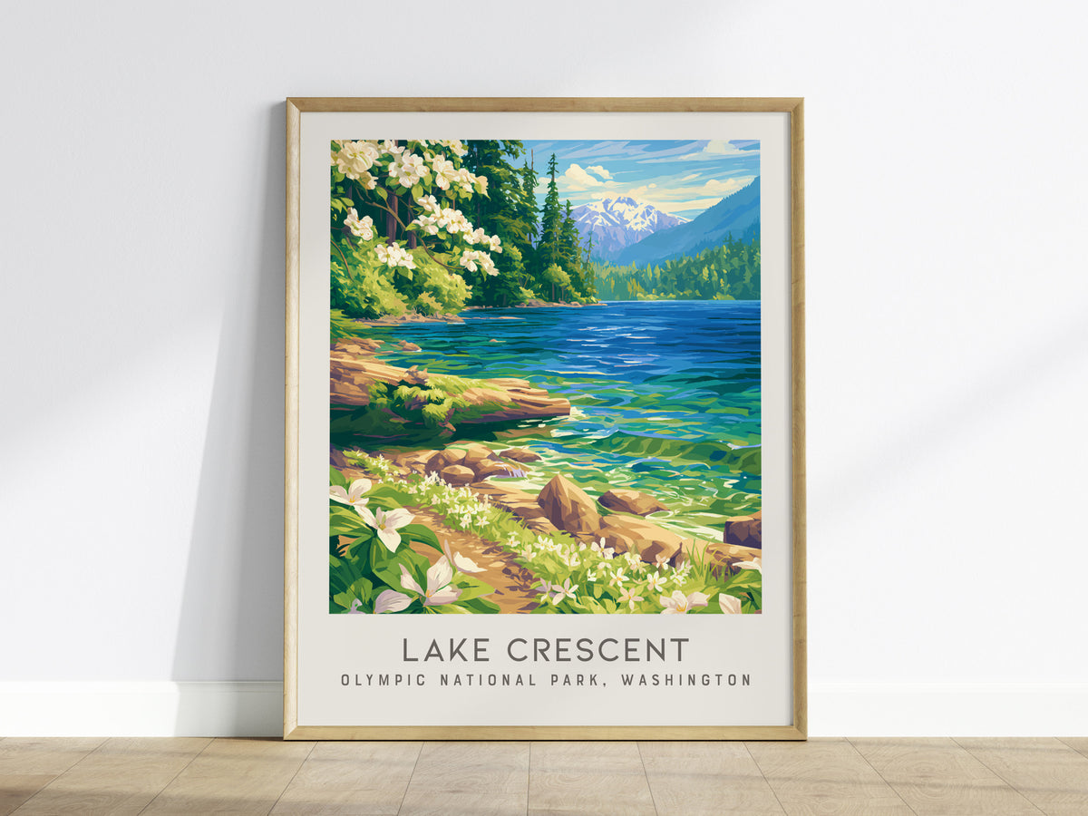 Lake Crescent Matte Border Poster | Olympic National Park, Washington Destination Print — framed wall art