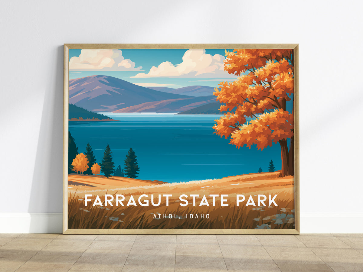 Farragut State Park Landscape Poster | Athol, Idaho Lakeside Pine Forest Framed or Unframed Wall Art — framed wall art