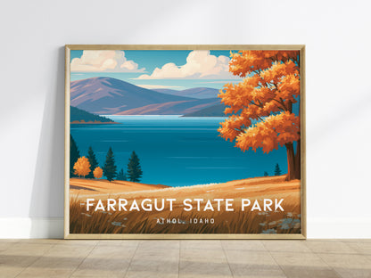 Farragut State Park Landscape Poster | Athol, Idaho Lakeside Pine Forest Framed or Unframed Wall Art — framed wall art