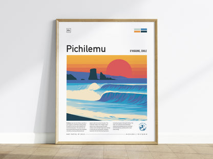 Pichilemu, Chile Poster | Pacific Surf & Coastal Cliffs Wall Art — framed wall art