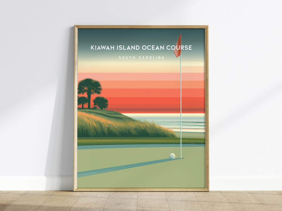 Kiawah Island Ocean Course, South Carolina Poster | Links Poster & Golfer Gift Wall Art — framed wall art