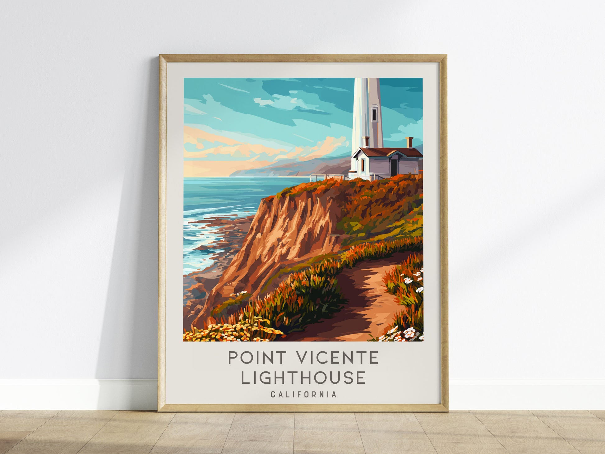 Point Vicente Lighthouse Matte Border Poster | California Travel Wall Art — framed wall art