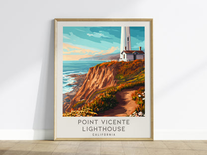 Point Vicente Lighthouse Matte Border Poster | California Travel Wall Art — framed wall art