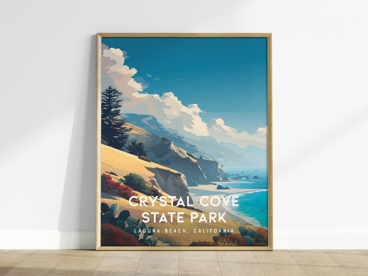 Crystal Cove State Park, Laguna Beach, California Poster | Coastal Beach Decor Wall Art — framed wall art