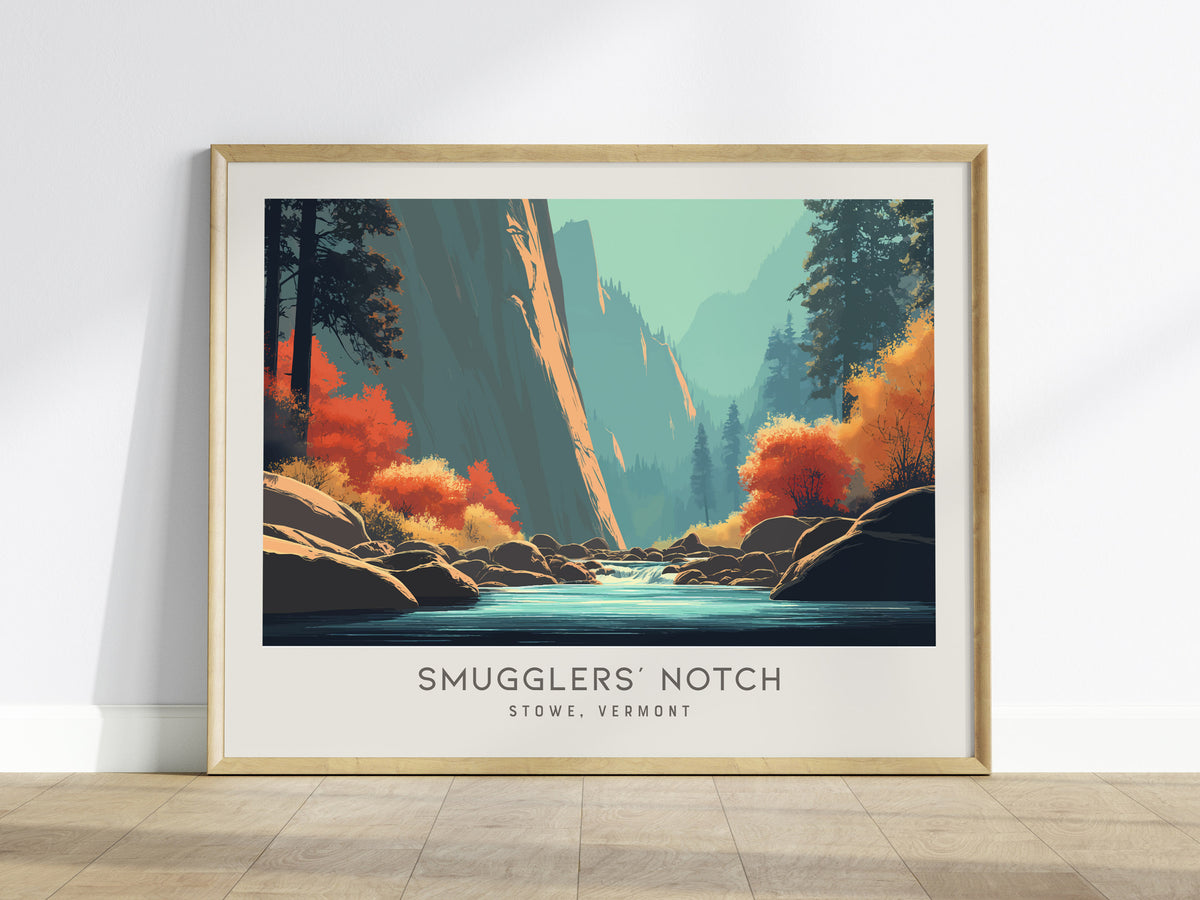 Smugglers' Notch Landscape Matte Border Poster | Stowe, Vermont Vacation Wall Art — framed wall art