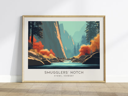Smugglers' Notch Landscape Matte Border Poster | Stowe, Vermont Vacation Wall Art — framed wall art