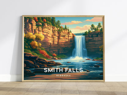 Smith Falls, Nebraska Landscape Poster | Waterfall Vacation Wall Art — framed wall art