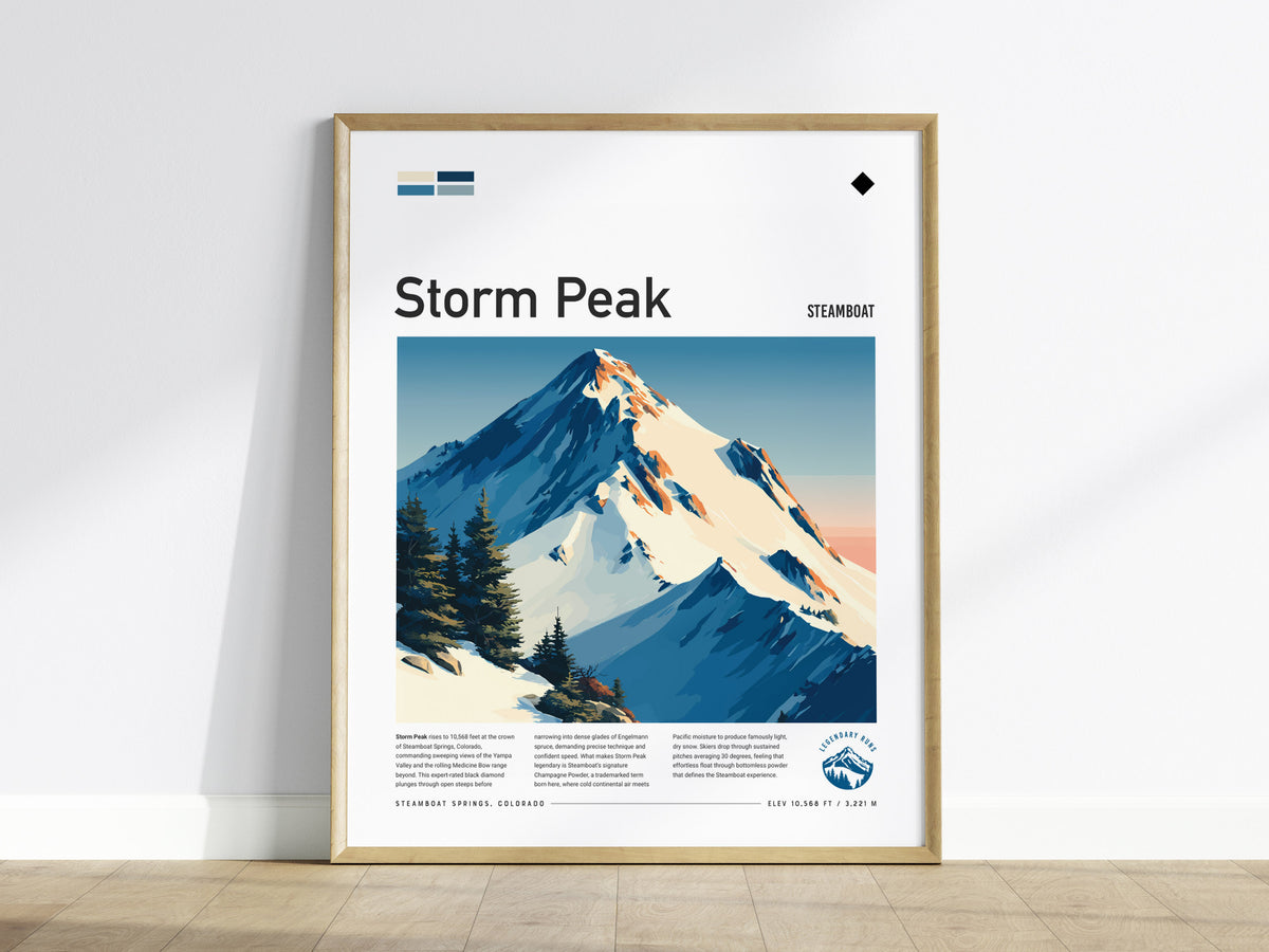 Storm Peak, Steamboat Poster | Alpine Print & Ski Lodge Decor Wall Art — framed wall art