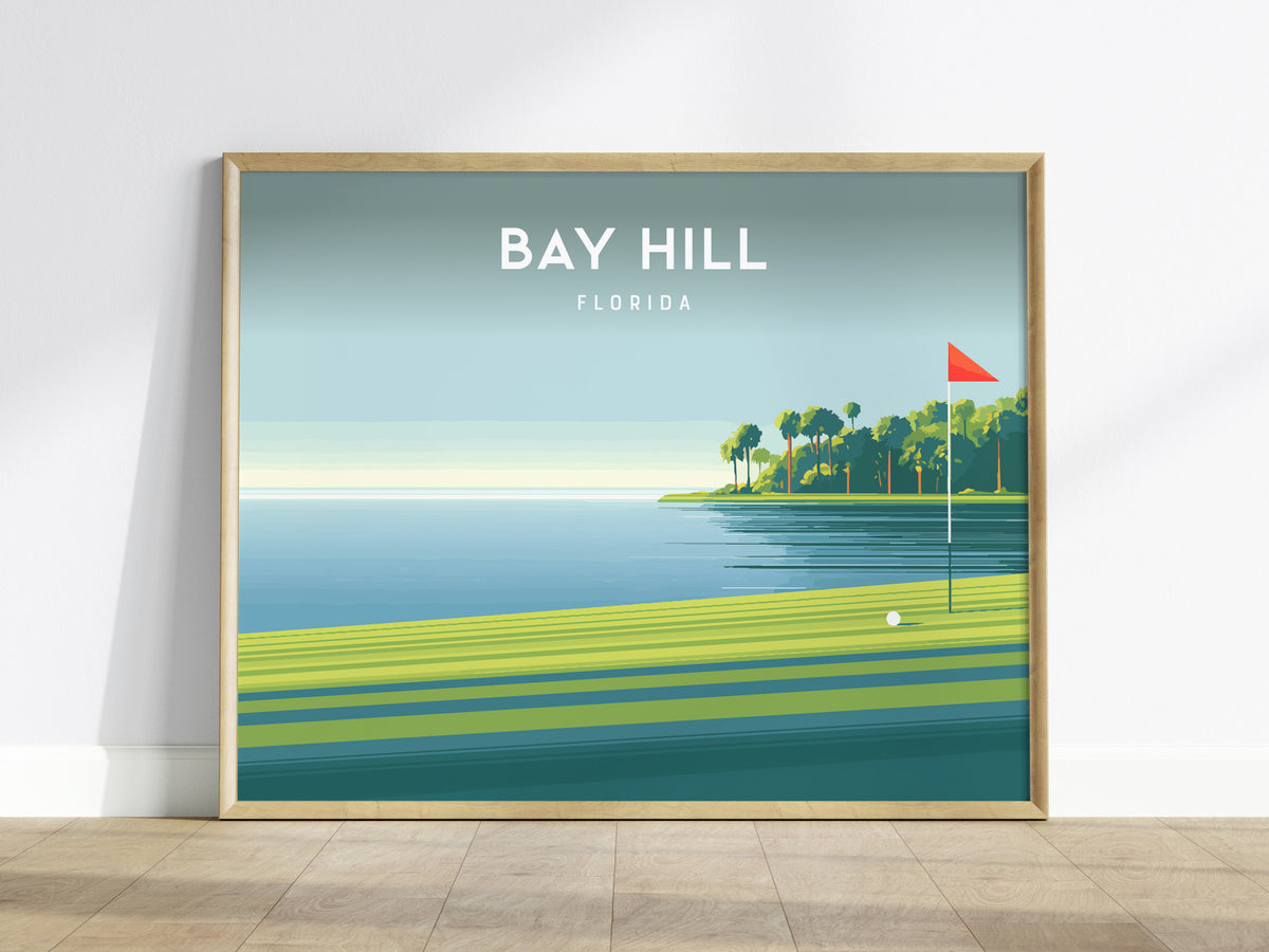 Bay Hill, Florida Landscape Poster | Golf Course Print & Golfer Gift Wall Art — framed wall art