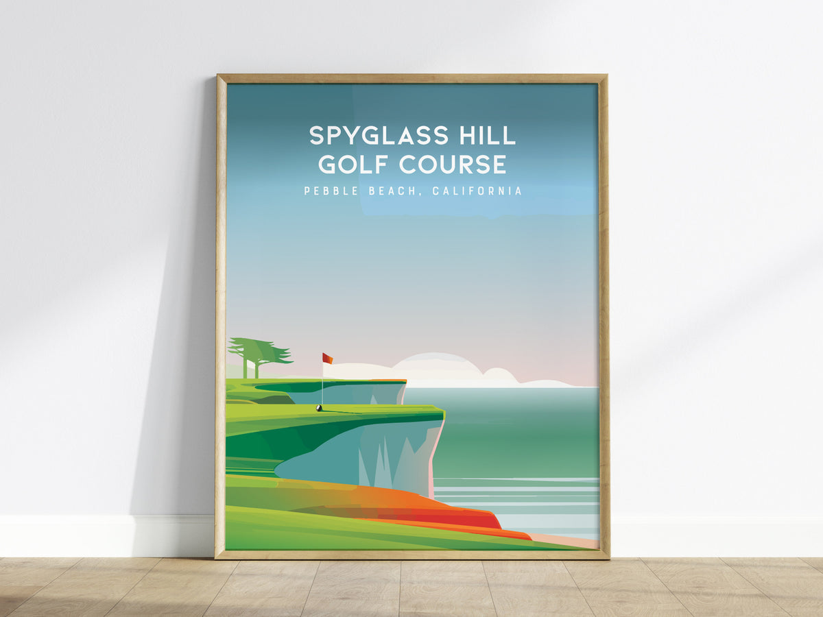Spyglass Hill Golf Course, Pebble Beach, California Poster | Iconic Links Golfer Gift Wall Art — framed wall art