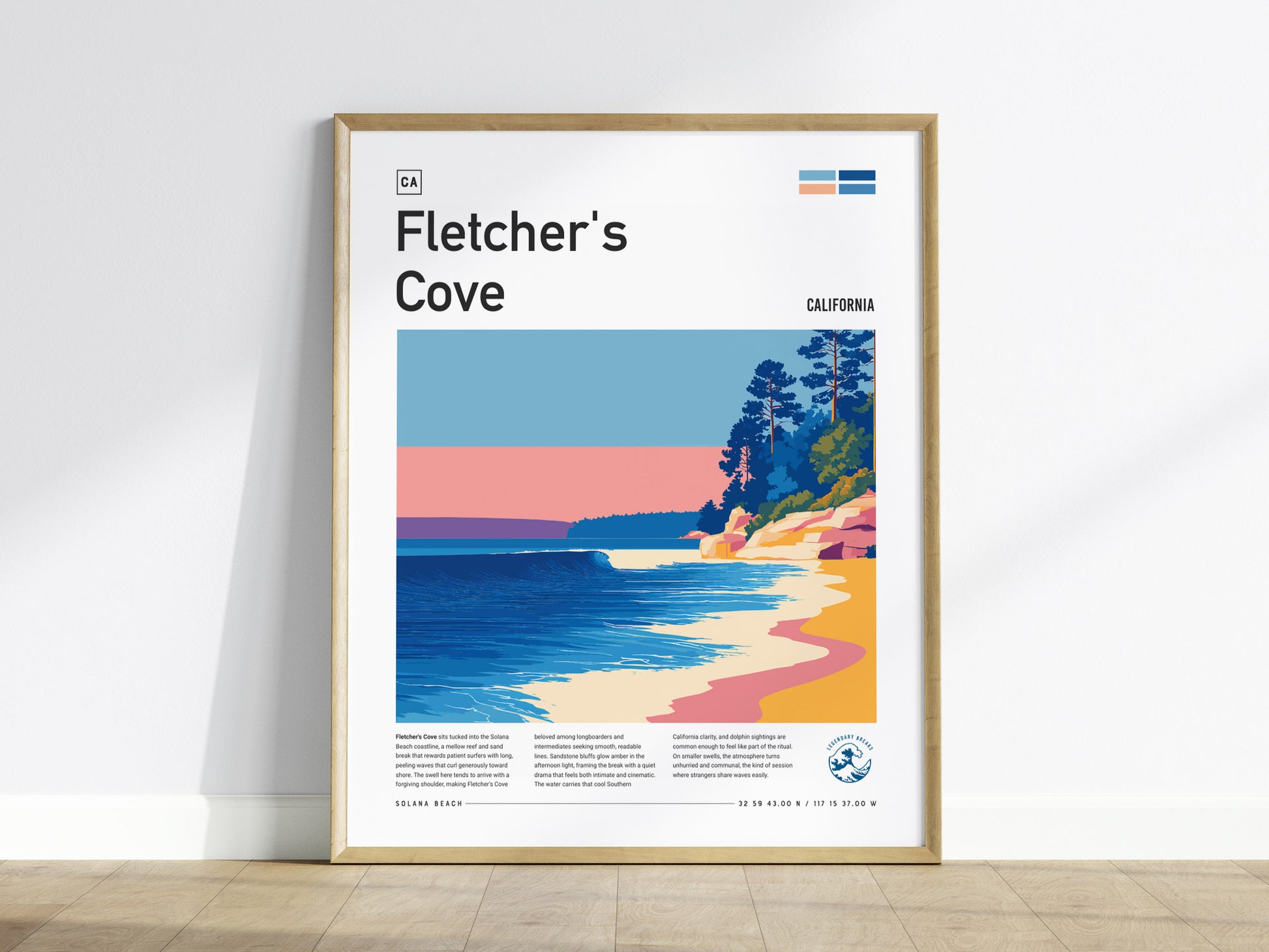 Fletcher's Cove Poster | Surf Break & Coastal Cliffs Wall Art — framed wall art