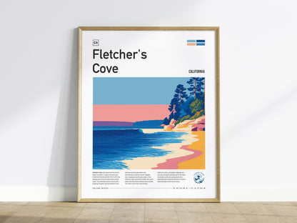 Fletcher's Cove Poster | Surf Break & Coastal Cliffs Wall Art — framed wall art