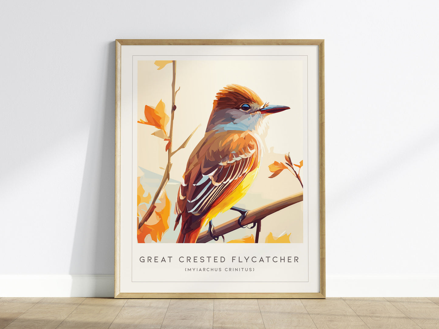 Great Crested Flycatcher Poster | Woodland Songbird Nature Wall Art — framed wall art