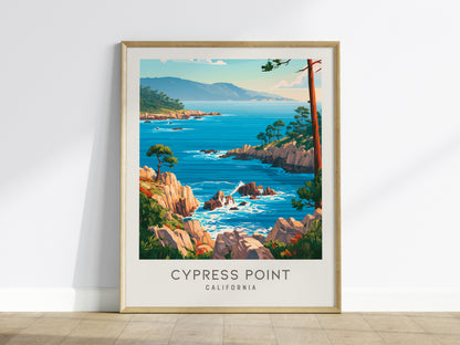 Cypress Point Matte Border Poster | California Vacation Wall Art Beach House Decor — framed wall art