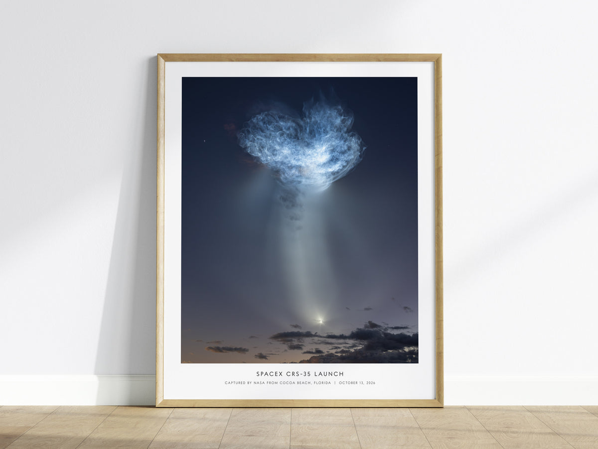 SpaceX CRS-35 Launch Poster | Captured by NASA From Cocoa Beach, Florida Space Photography Wall Art — framed wall art