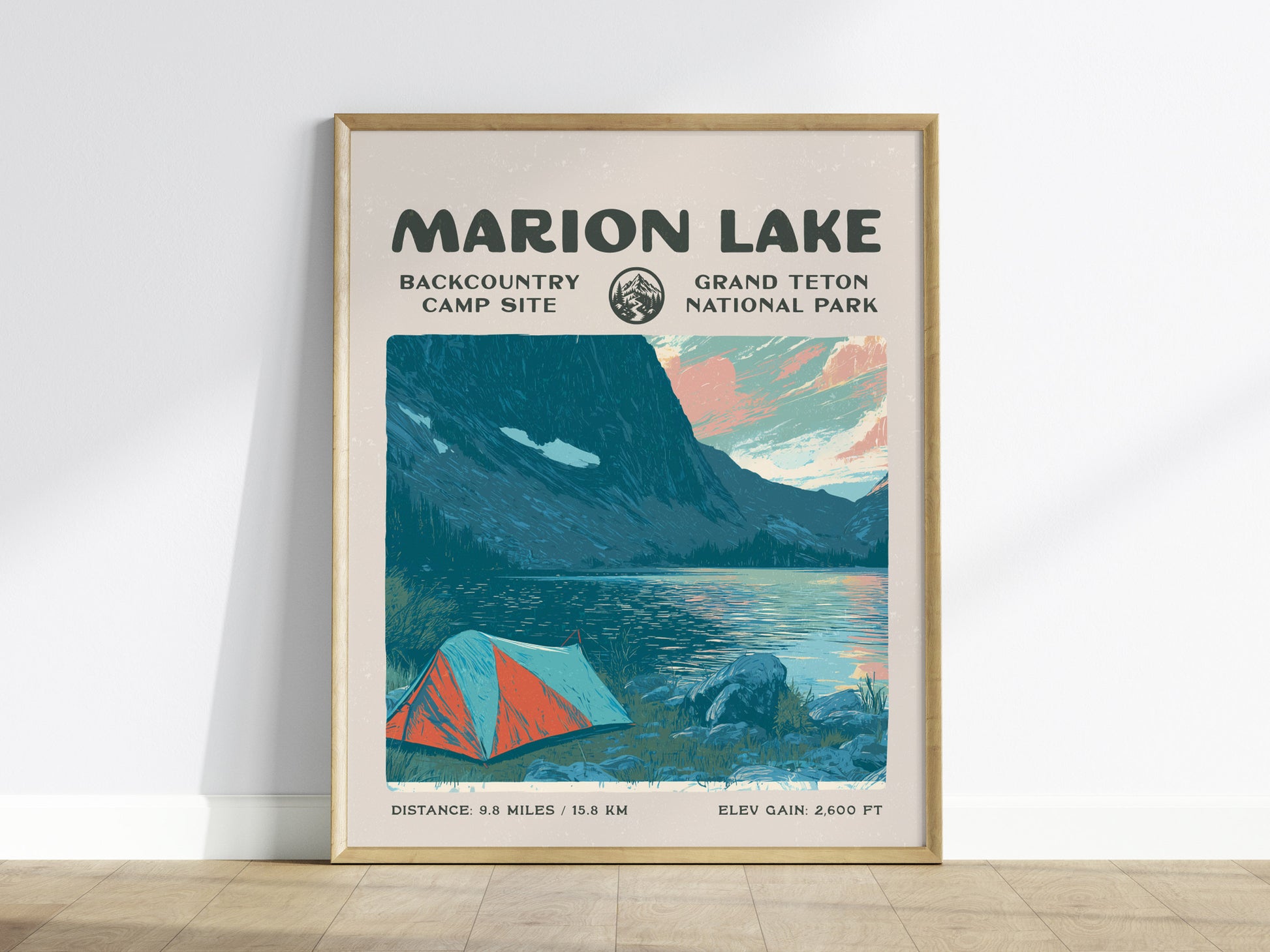 Marion Lake, Grand Teton Poster | Hiker Gift | Alpine Wilderness Backcountry Wall Art — framed wall art
