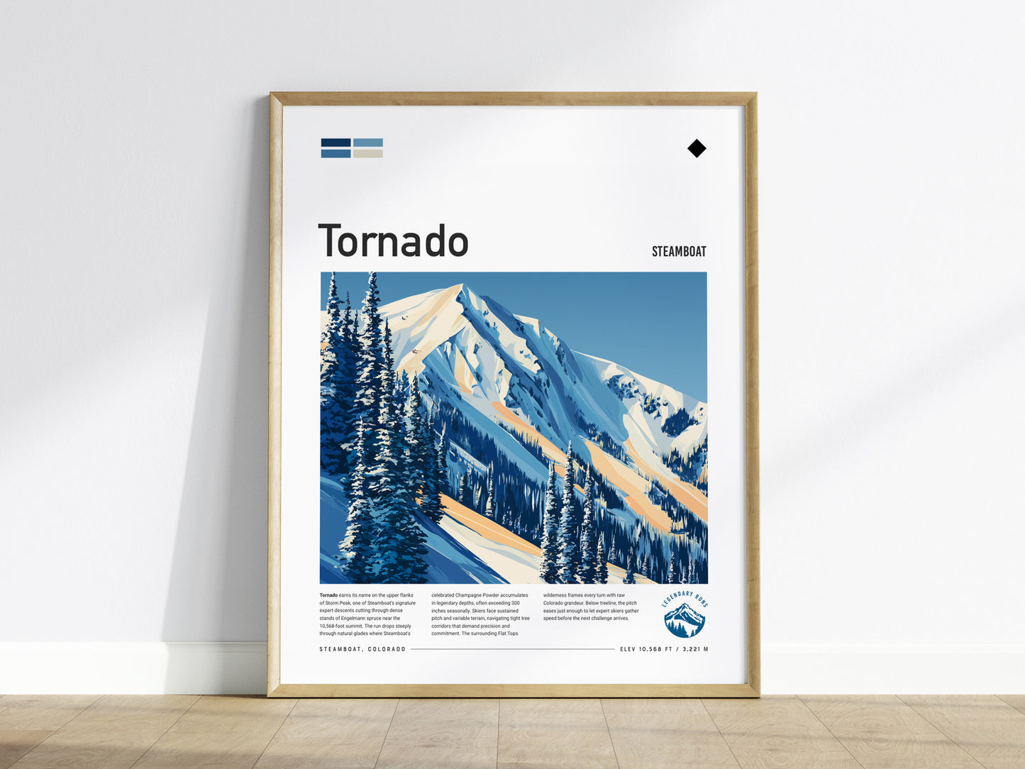 Tornado, Steamboat Poster | Steep Slopes & Fresh Powder Wall Art — framed wall art