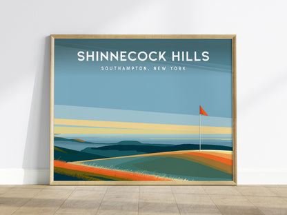 Shinnecock Hills Landscape Poster | Southampton, New York Golfer Gift & Links Poster Wall Art — framed wall art