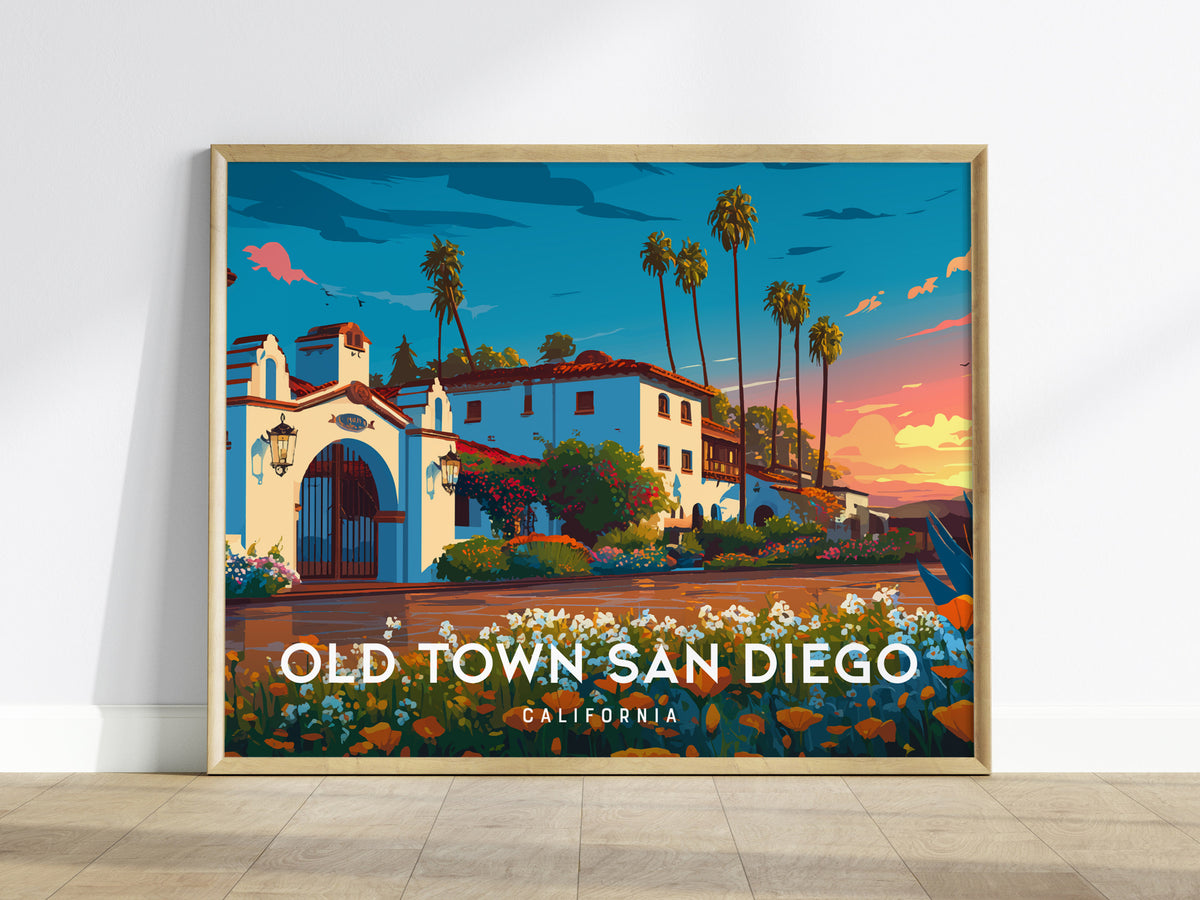 Old Town San Diego Landscape Poster | California Vacation Wall Art — framed wall art