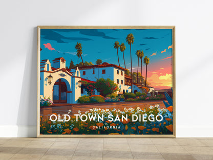 Old Town San Diego Landscape Poster | California Vacation Wall Art — framed wall art