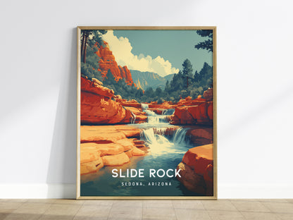 Slide Rock, Sedona, Arizona Poster | Red Rock Swimming Hole Destination Print Wall Art — framed wall art