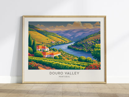Douro Valley Landscape Matte Border Poster | Portugal Travel Wall Art — framed wall art