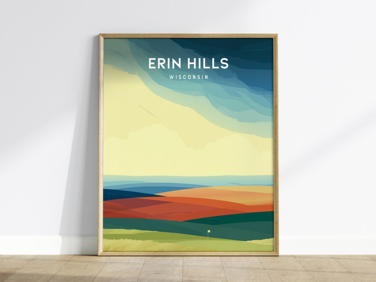 Erin Hills Golf Course, Erin, Wisconsin Poster | Rolling Fairways & Links Poster Wall Art — framed wall art