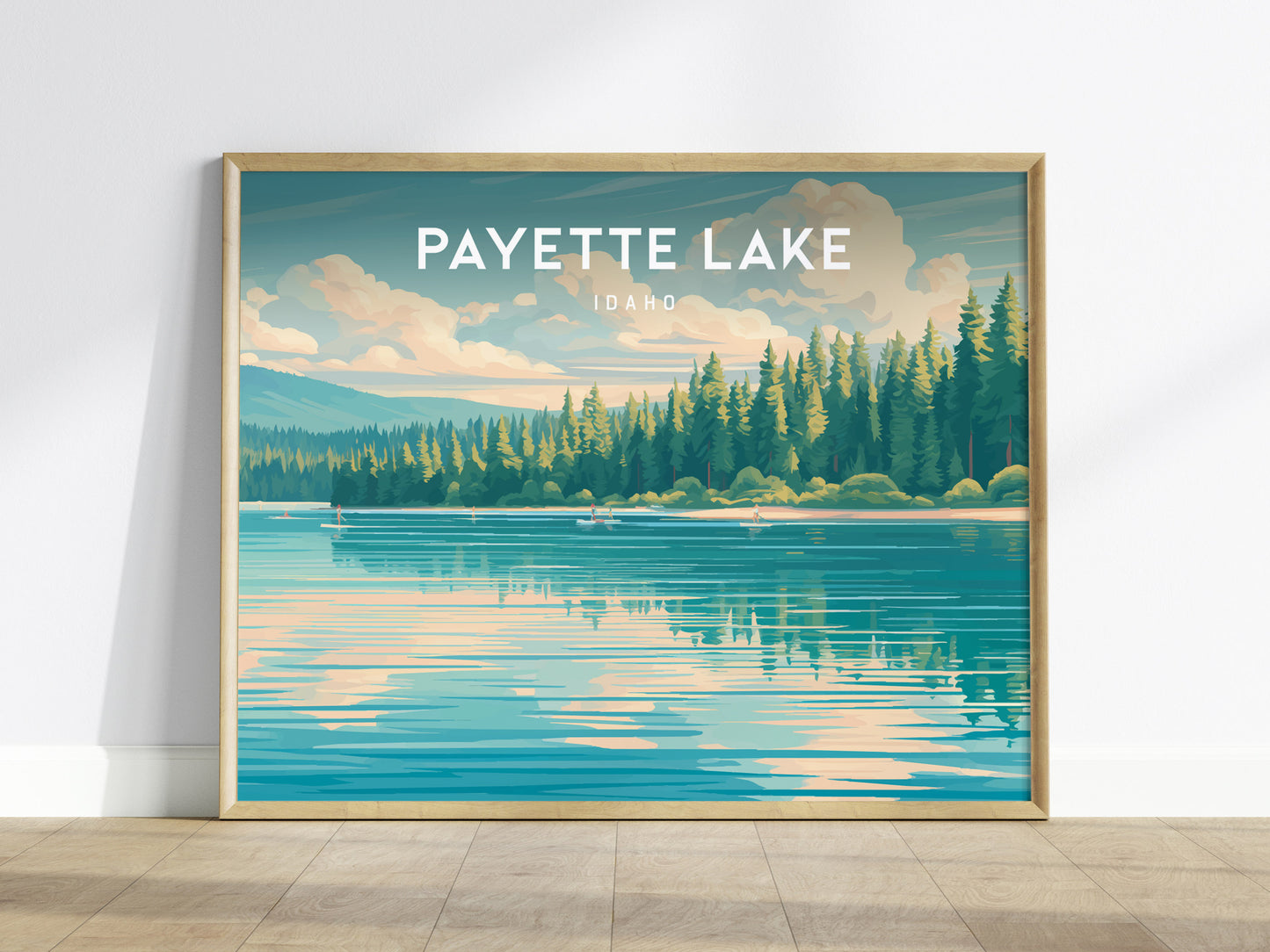 Payette Lake, Idaho Landscape Poster | Vacation Wall Art Framed or Unframed — framed wall art