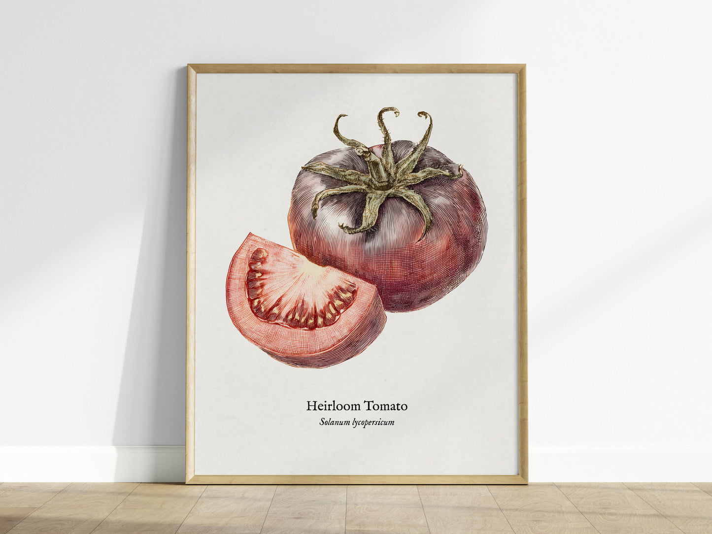 Heirloom Tomato Poster | Vintage Solanum Lycopersicum Botanical Illustration Wall Art — framed wall art