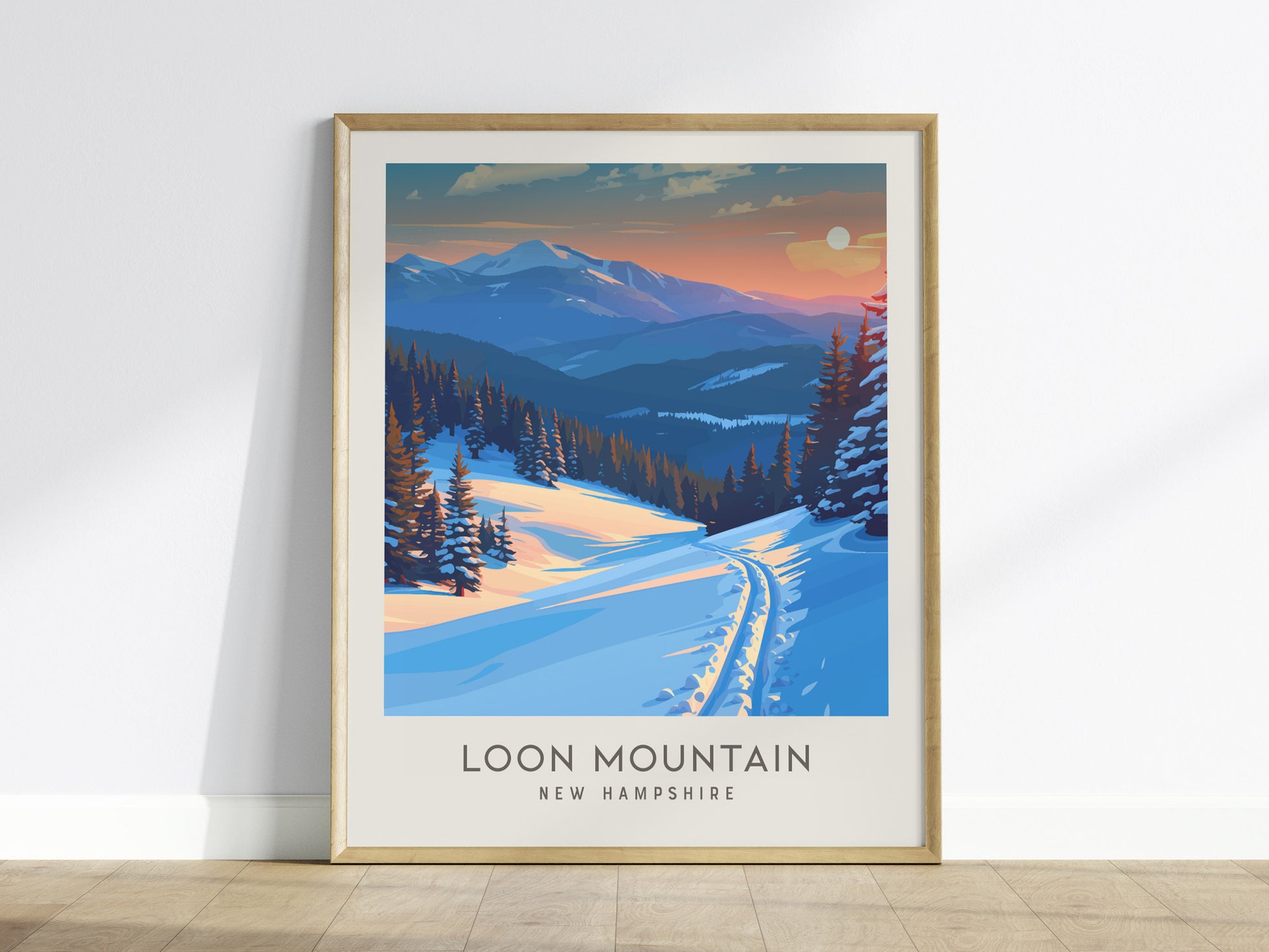 Loon Mountain Matte Border Poster | New Hampshire Travel Wall Art — framed wall art