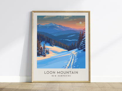 Loon Mountain Matte Border Poster | New Hampshire Travel Wall Art — framed wall art