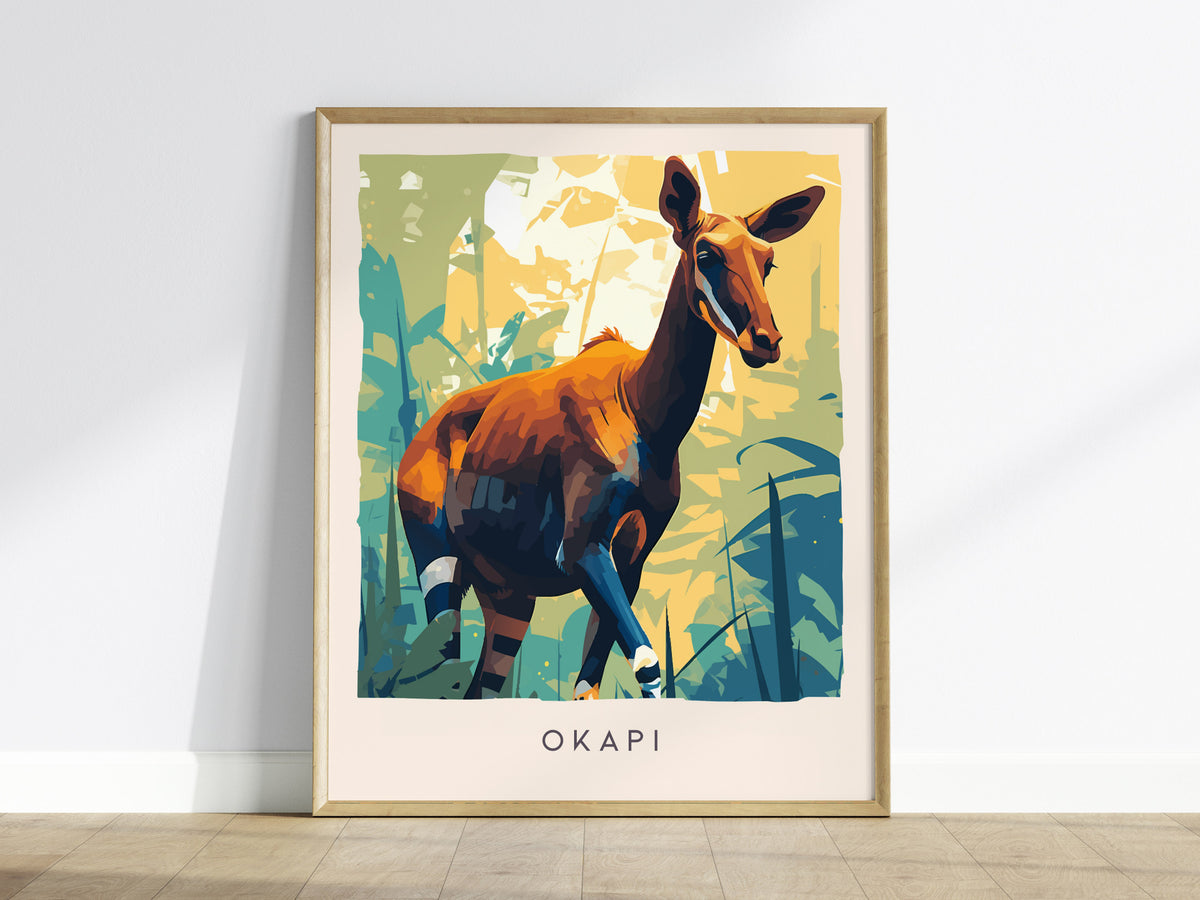 Okapi, Okapia johnstoni Poster | Rainforest Wildlife Wall Art — framed wall art
