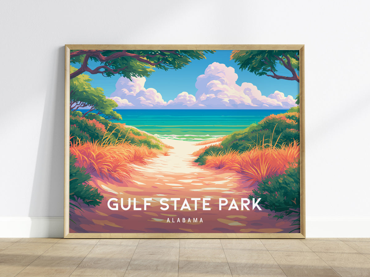 Gulf State Park Landscape Poster | Alabama Framed or Unframed Travel Gift Wall Art — framed wall art
