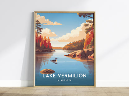 Lake Vermilion, Minnesota Poster | Northwoods Lake & Pine Forest Wall Art — framed wall art