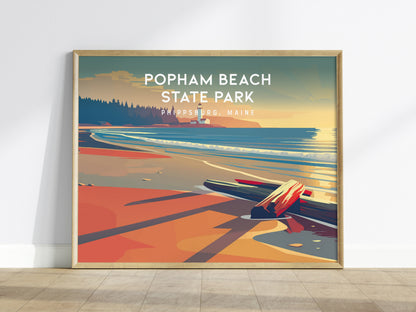 Popham Beach State Park Landscape Poster | Phippsburg, Maine Travel Wall Art — framed wall art