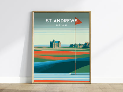 St Andrews Old Course, Scotland Poster | Links Poster Golfer Gift Wall Art — framed wall art