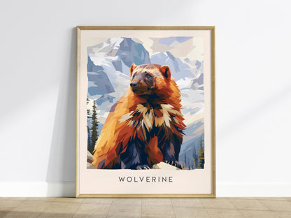 Wolverine, Gulo gulo Poster | Fierce Mountain Wildlife Wall Art — framed wall art