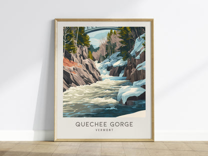 Quechee Gorge Matte Border Poster | Vermont Destination Print Travel Wall Art — framed wall art
