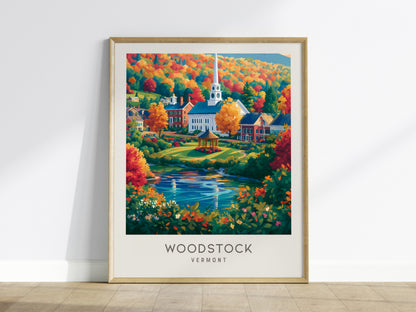 Woodstock Matte Border Poster | Vermont Travel Gift Framed or Unframed — framed wall art
