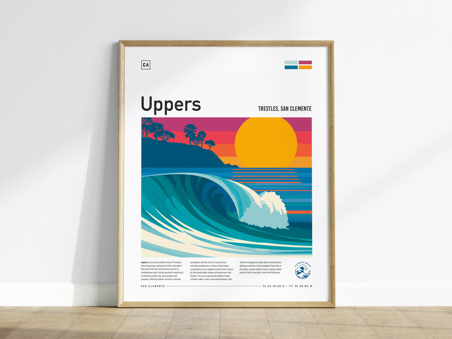 Uppers, Trestles Poster | Golden Hour Barrel Surf Wall Art — framed wall art