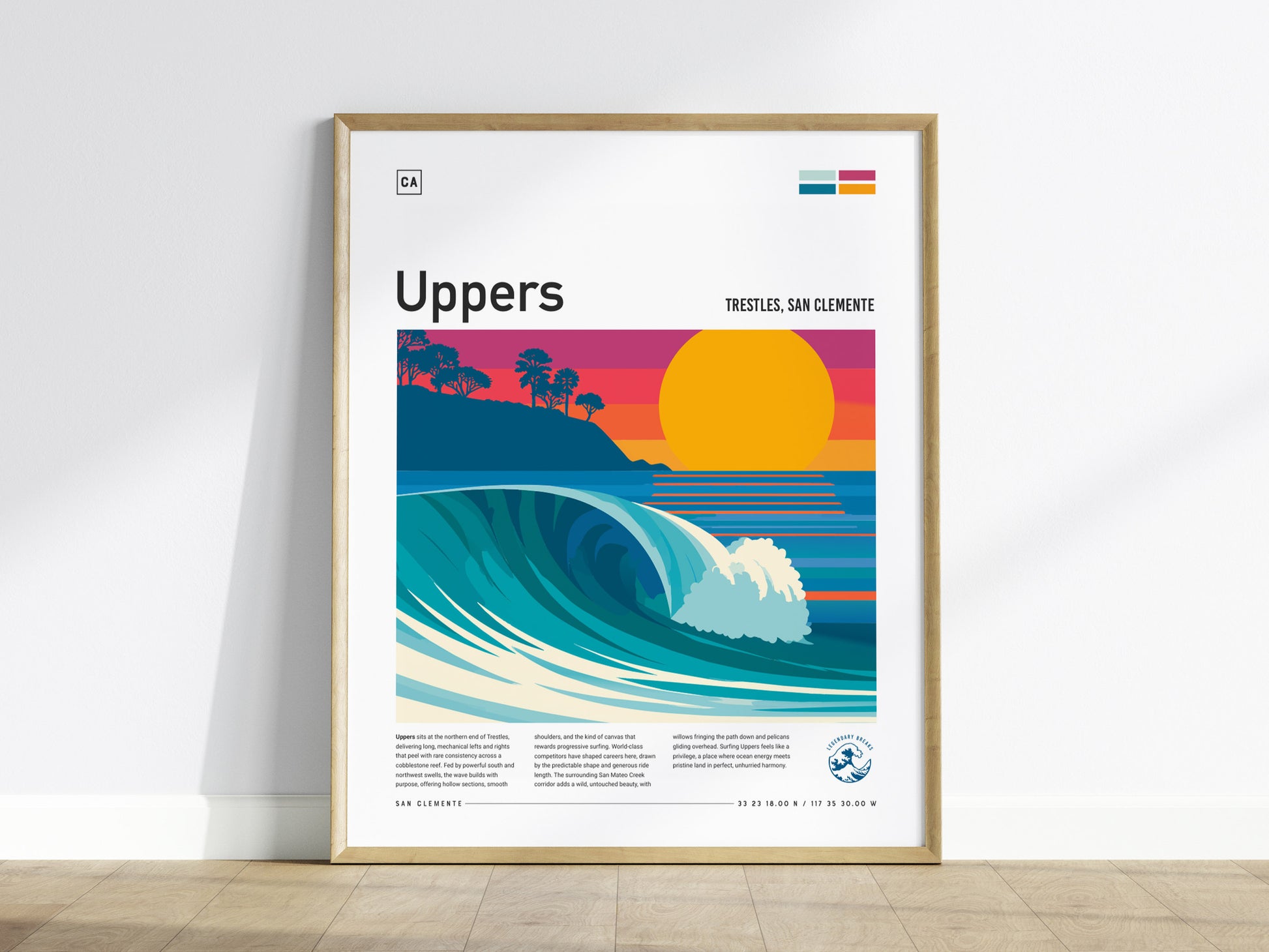 Uppers, Trestles Poster | Golden Hour Barrel Surf Wall Art — framed wall art