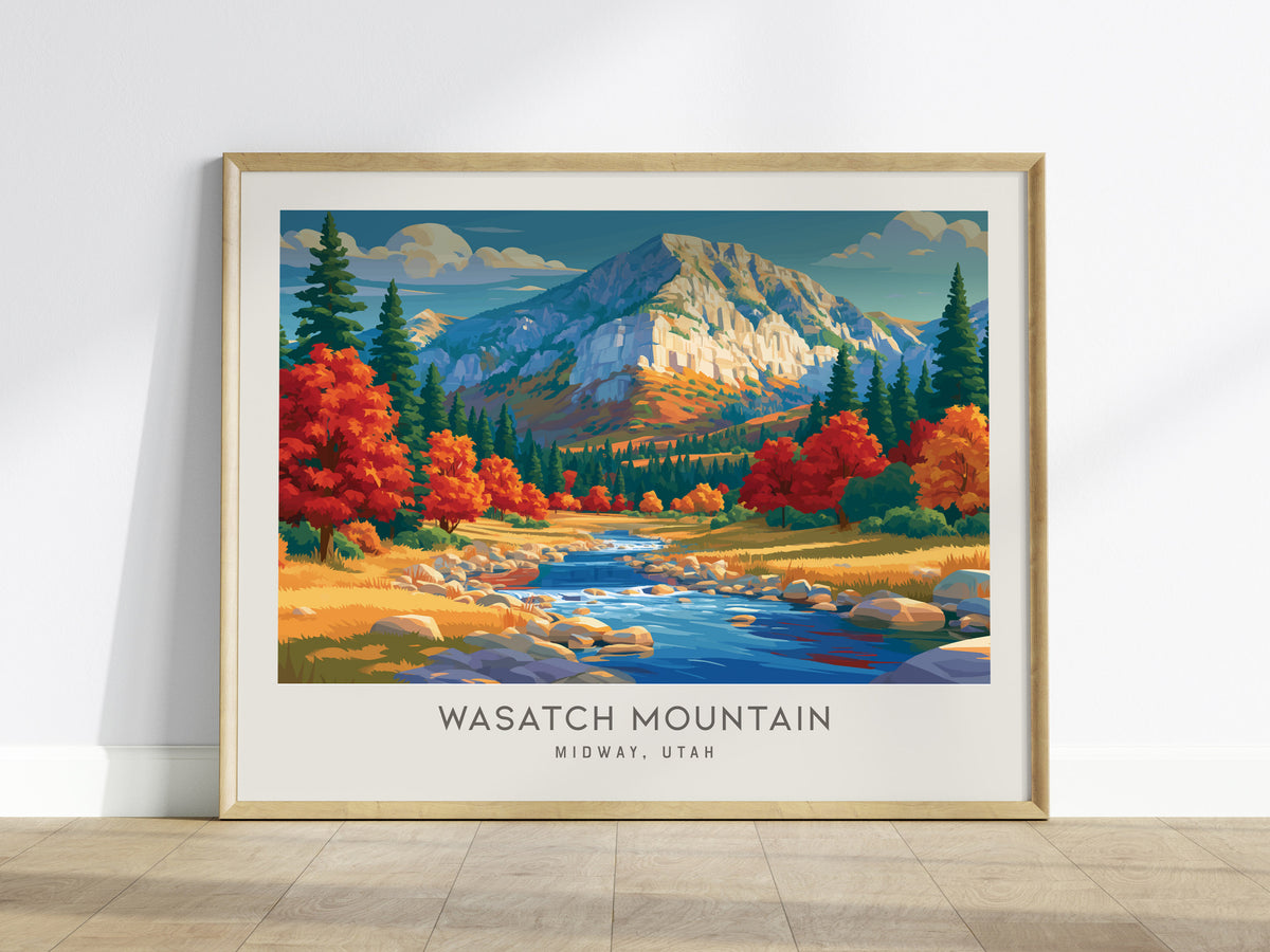 Wasatch Mountain Landscape Matte Border Poster | Midway, Utah Vacation Wall Art — framed wall art