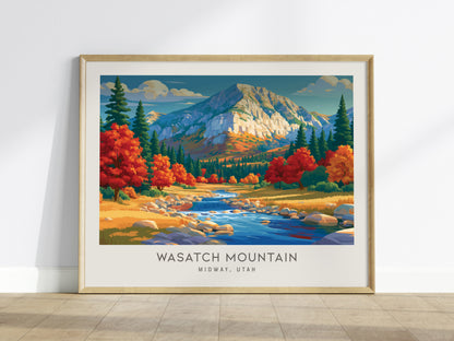 Wasatch Mountain Landscape Matte Border Poster | Midway, Utah Vacation Wall Art — framed wall art